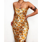 Lakeshore Printed Slip Midi Dress Yellow