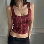 Polka Dot Square Neck Crop Top