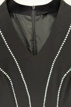 Luxrtp Black Rhinestone Maxi Dress