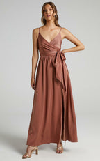 Limelight Satin High Low Maxi Dress Mauve