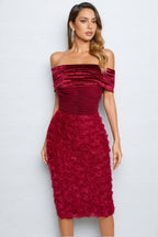 Hale 3D Floral Wrap Midi Dress