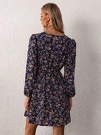 Autumn Years Floral Swiss Dot Ruched Dress