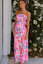 Yolanda Exclusive Maxi Dress Pink/blue Print Elevated Occasion Wear
