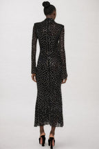 Roisea Long Sleeve Rhinestone Maxi Dress