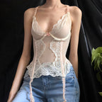 Elvia Sheer Lace Bustier Top