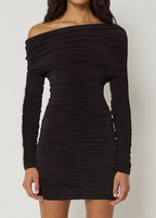 Isla Off Shoulder Ruched Mini Dress