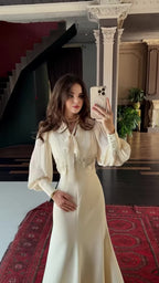 Autumn Long Elegant Graceful Patchwork Waist Slimming Dress