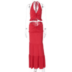 Shawna Twisted Halter Maxi Skirt Set
