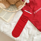 Slouchy Red Combed Cotton Mid Calf Chic Socks