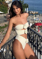 Bloom Bandeau - One Piece Cutout Swimsuit with Floral Detail