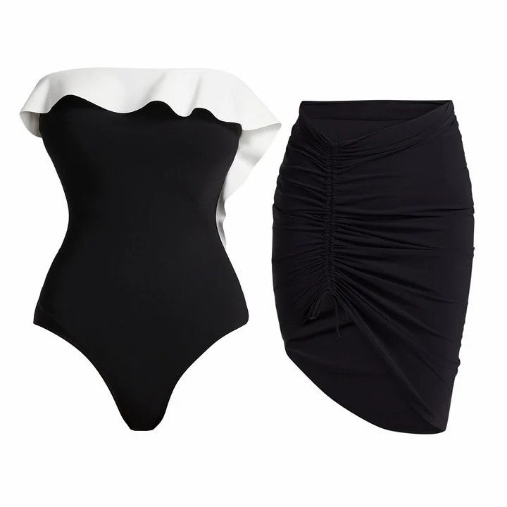 Black White High Grade Swimsuit Women Vacation Beach Two Piece Sets