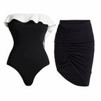 Black White High Grade Swimsuit Women Vacation Beach Two Piece Sets