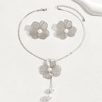3 Piece Flower Pearl Earrings & Necklace Set