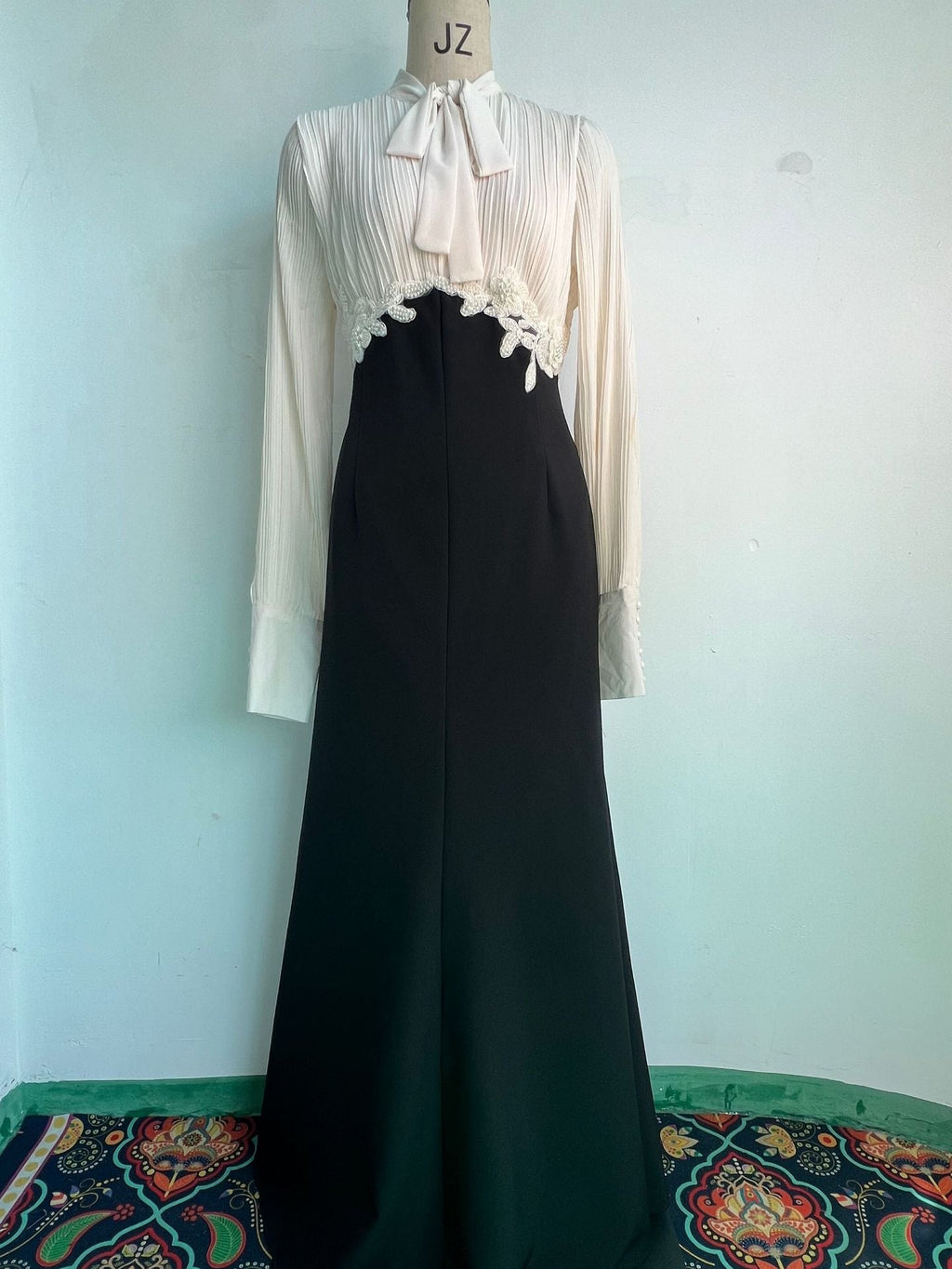Autumn Long Elegant Graceful Patchwork Waist Slimming Dress