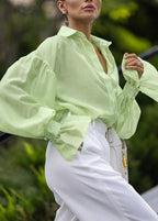 Amélie - Sheer Oversized Button-Up Shirt