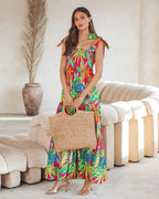 Elegant Printed Backless Cami Dress