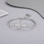 Sparkly Full Zircon Cross Titanium Steel Fadeless Chain Bracelet