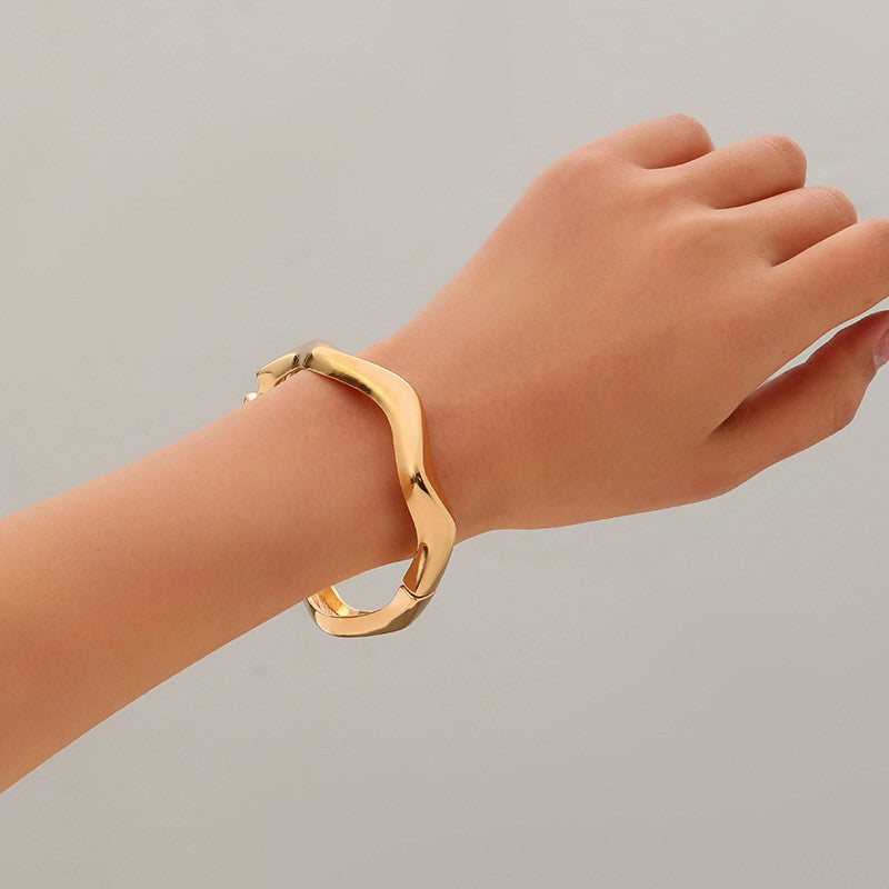 Wide Openwork Coil Metal Cuff Bracelet
