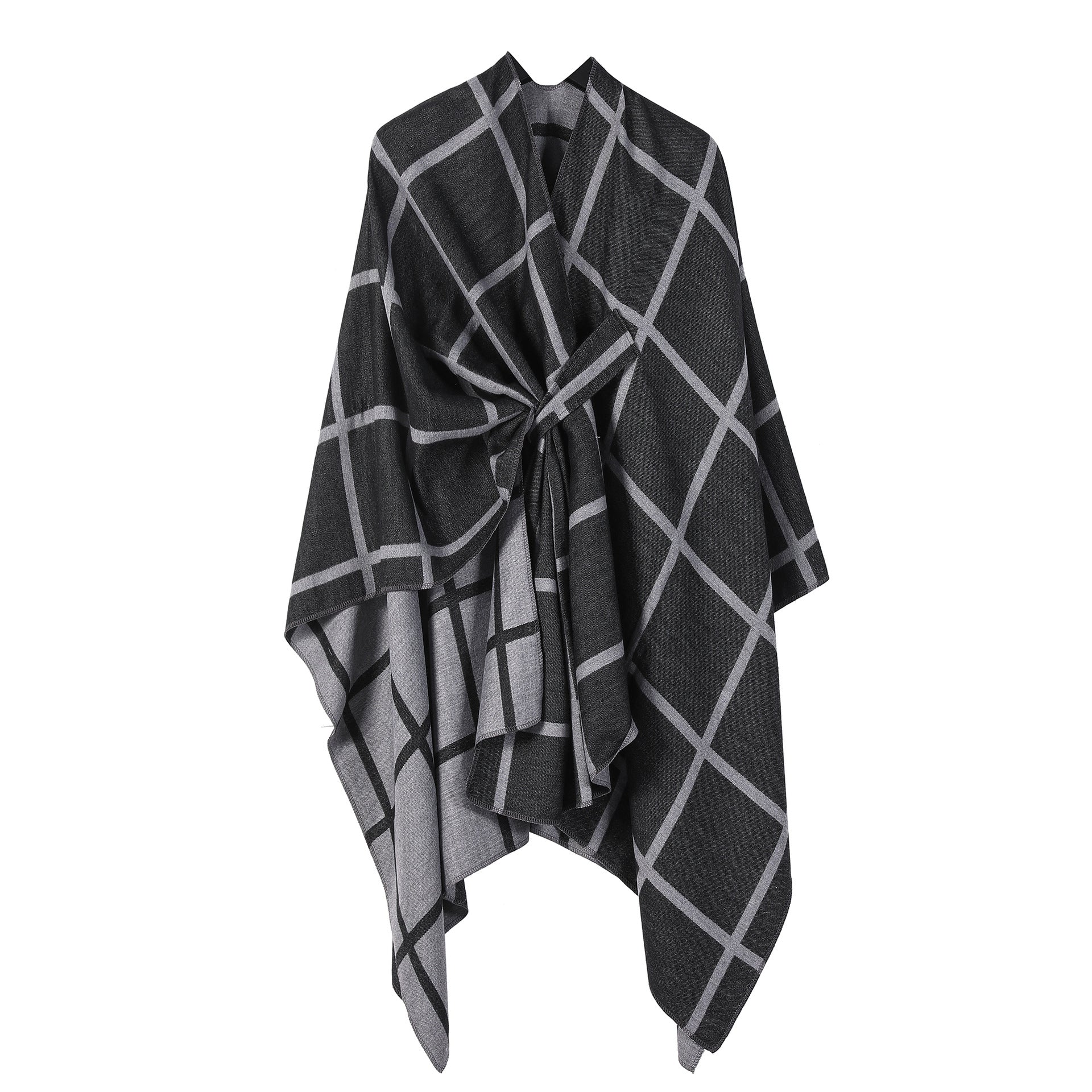 Bestselling Sidetied Plaid Split Cape Warm Crossborder Scarf