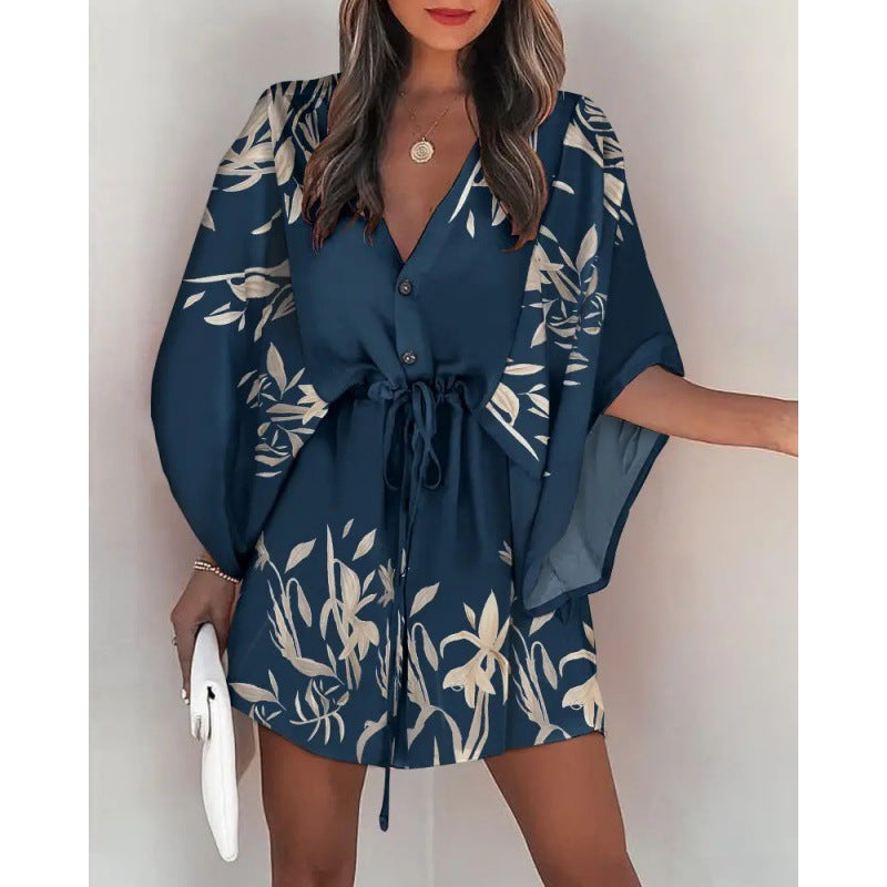 Brenda Statement Women's Floral Print Button Up Dress Elevated Occasion Wear