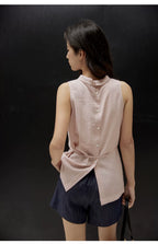 Sleeveless Light Pink Belted Top
