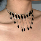 Gothic Original Design Black Tassel Choker Necklace