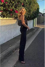 Backless Suspender Top pants Suit