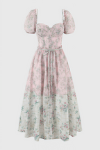 Nylta Pink Floral Chiffon Midi Dress