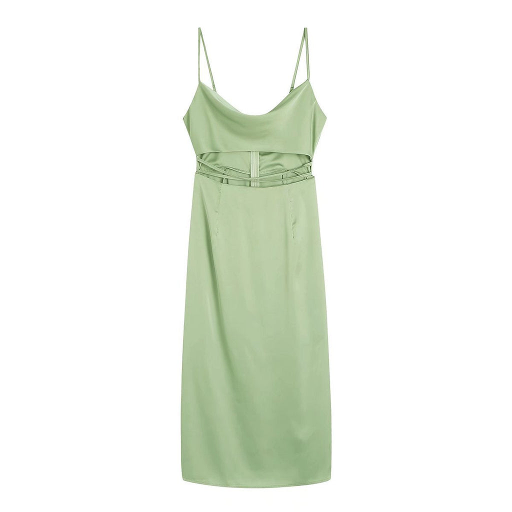 Kizzie Satin Cutout Maxi Dress Sage FINAL
