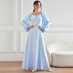 Middle East Muslim Elegant High Waist Rhinestone Dress Robe