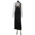 Lace Stitching Seductive V neck Backless Dinner Sling Dress Dress with Scarf