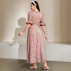 Noemí Effortless Women's Floral Print Maxi Dress with Chic Square Neckline and Puff Sleeves Everyday Luxe Edit