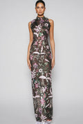 Charkd Lace Embroidered Flower Maxi Dress
