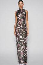 Charkd Lace Embroidered Flower Maxi Dress