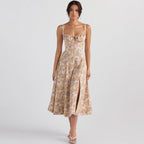 Dress Slim Fit Slit Floral Hollow Out Hollow Out Cutout Backless Strap Dress