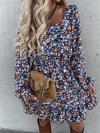 Cathy Floral Bell Sleeve Ruffle Dress FINAL