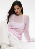 Sheer Pastel Pink Knit Sweater - Soft and Elegant