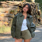 Violett Oversized Faux Leather Jacket