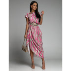 Zaida Elevated Women's Asymmetric Midi Dress with Unique Print Boutique Collection