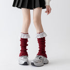 Cotton Ruffled Red Leg Warmers