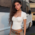 Lace Patchwork Square Neck Top