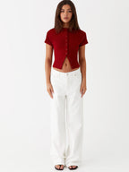 Elegance Short-Sleeved Knit Top