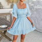 Ivy Chic Ruffled Mini Dress with Bell Sleeves Designer Edit
