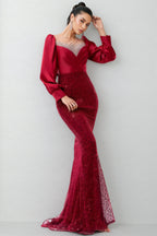 Paxton Red Round Neck Sequin Maxi Dress