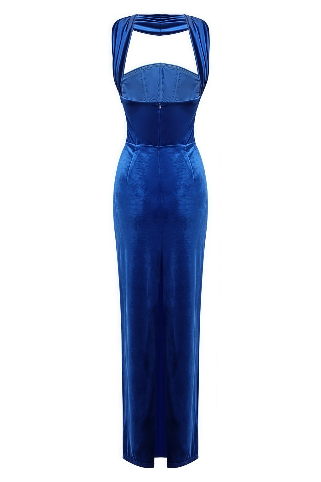 Liornd Blue Split Backless Maxi Dress