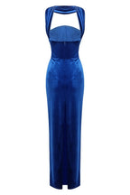 Liornd Blue Split Backless Maxi Dress
