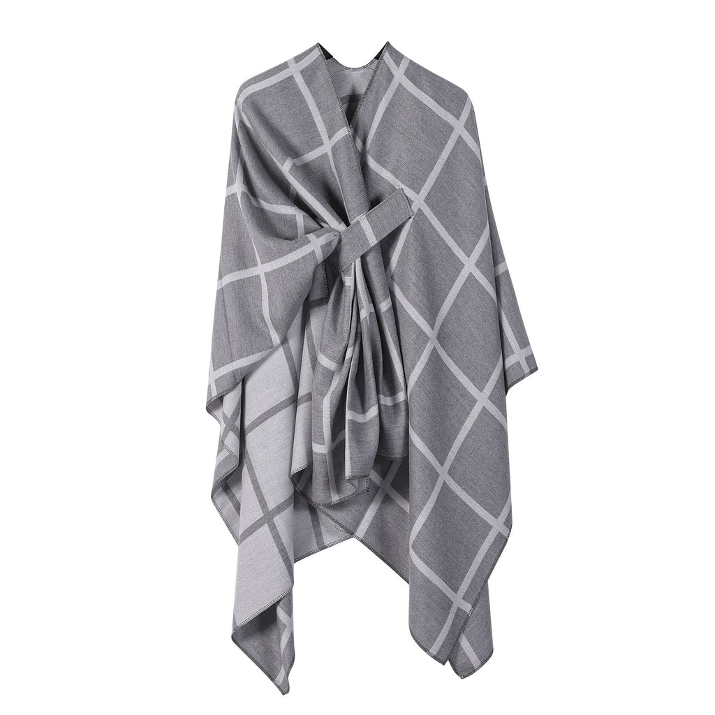 Bestselling Sidetied Plaid Split Cape Warm Crossborder Scarf