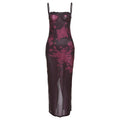 Strap Lace Slim Sheath Print Retro Dress