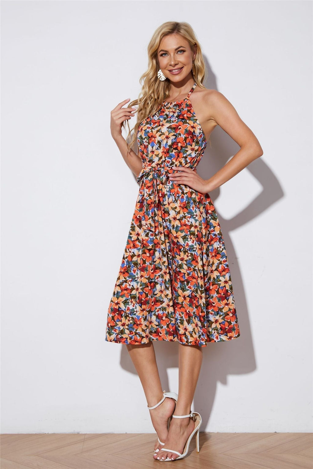 Night Fever Smocked Puff Sleeve Midi Dress