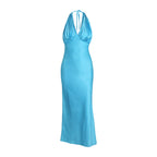 High Waist Midi Dress Strap Type Sleeveless V - neck One - Step Dress Pleated
